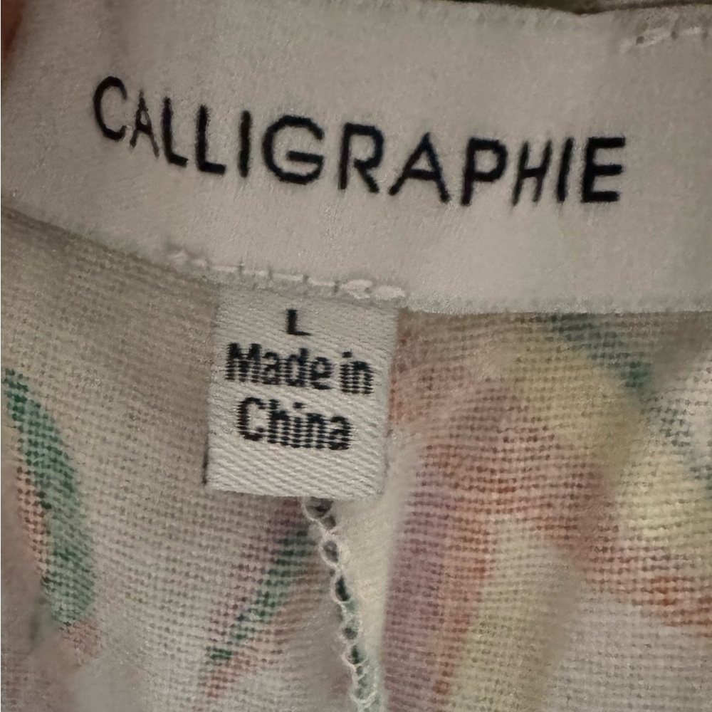 Calligraphie Leaf Print wiWooden Beads Pants - Picture 7 of 12